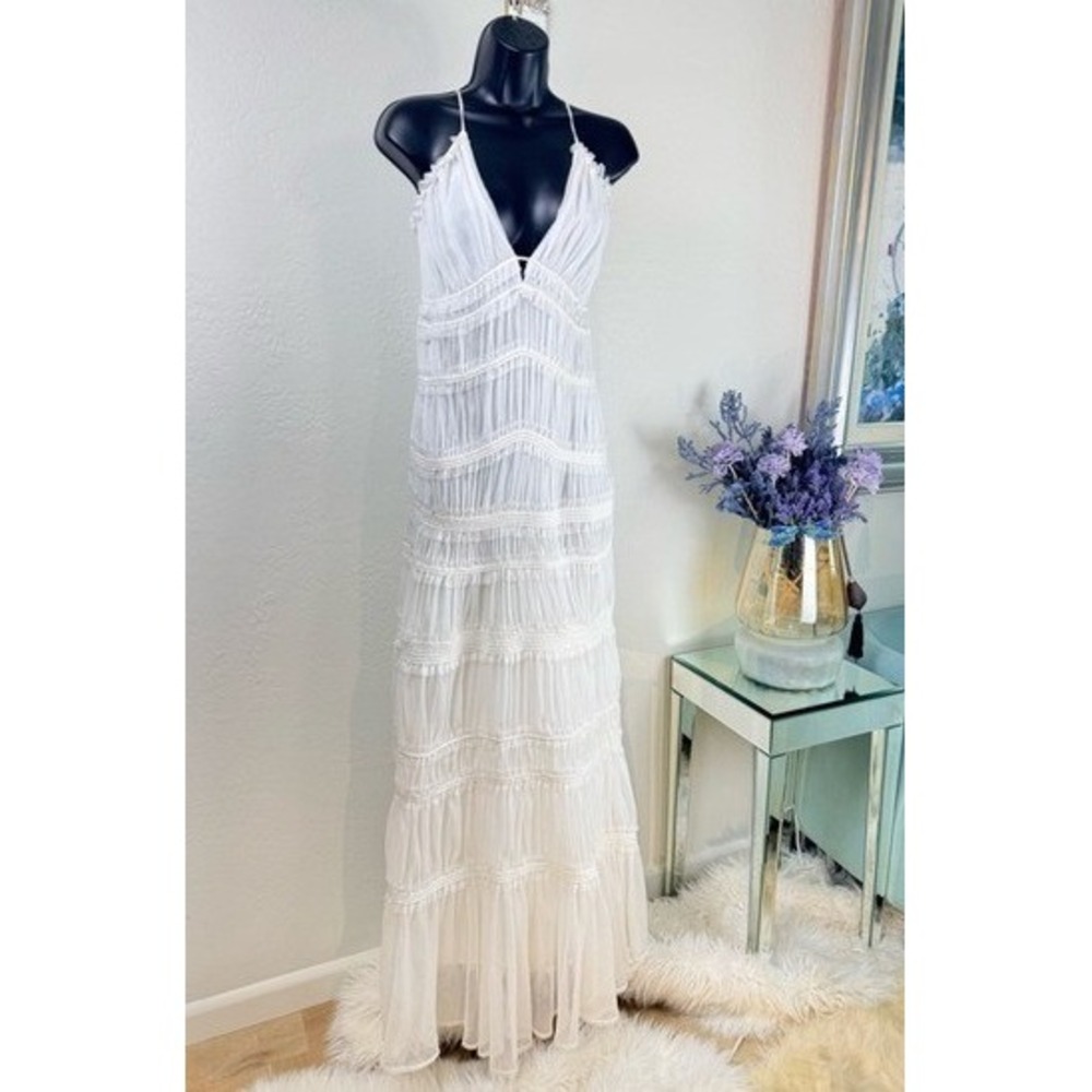 Jonathan‎ Simkhai White Point D'Esprit Tiered Maxi Ethereal Size 6